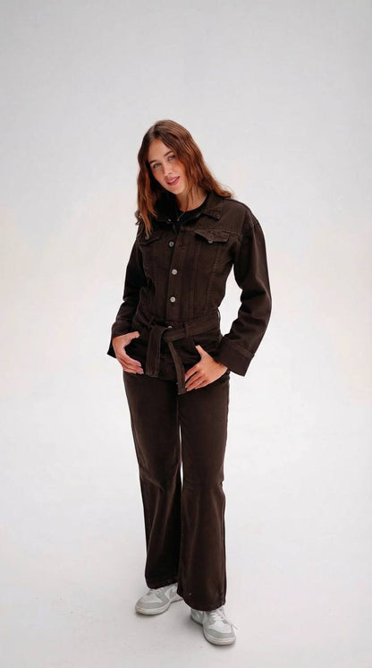 Jeans Jumpsuit — Chocolate Brown 🤎