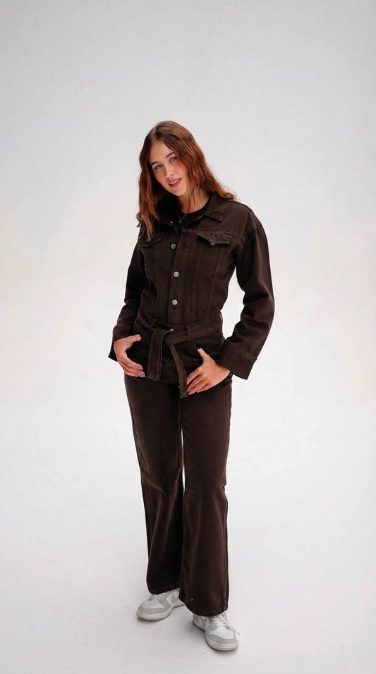 Jeans Jumpsuit — Chocolate Brown 🤎