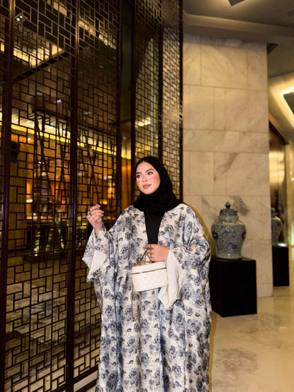 Printed Satin Silk Abaya🩶