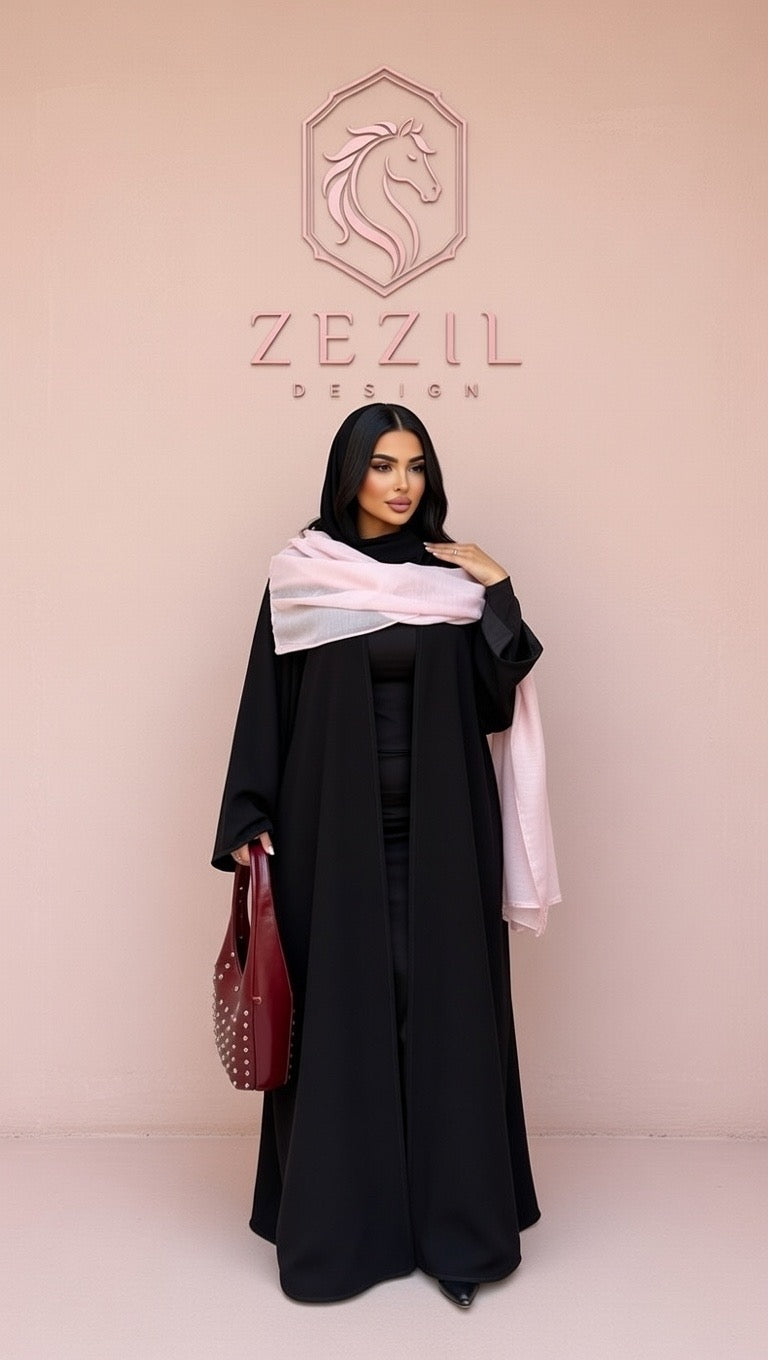 Noir Blush Elegance Abaya🖤🌸