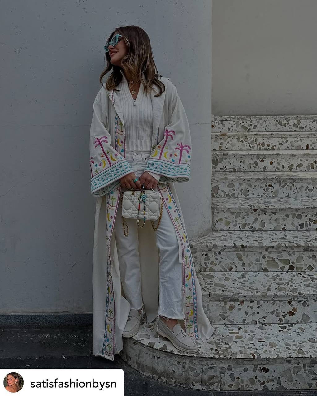 Zezil Hand-Embroidered Linen Kaftan