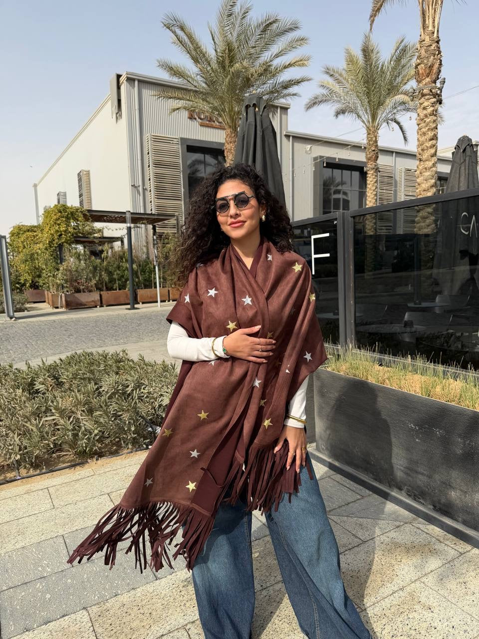 Suede Star Fringe Shawl✨