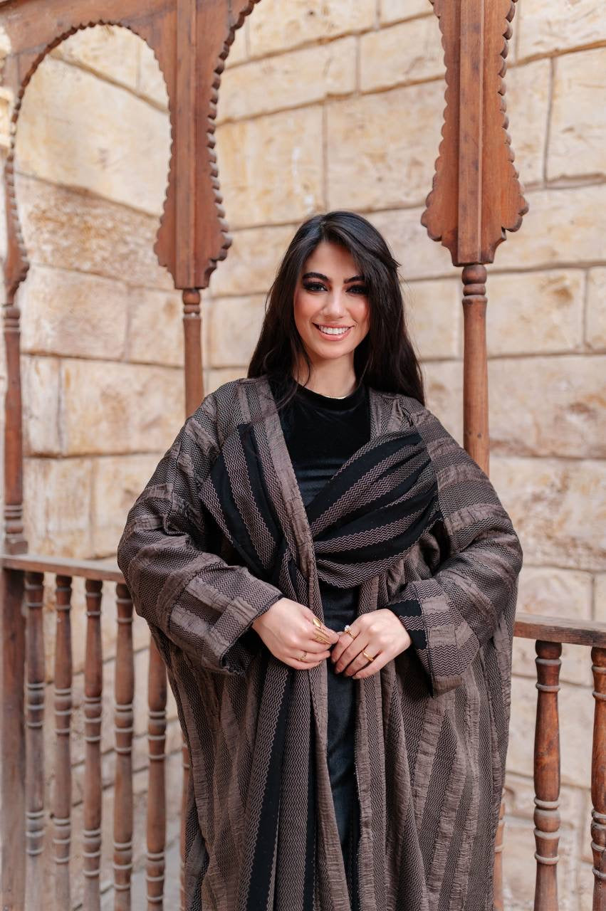 Striped Draped Abaya