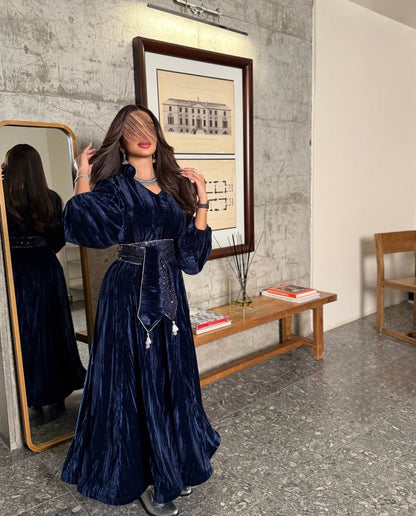 Velvet Glow Belted Abaya ✨