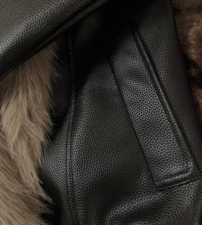 NOIR FUR COLLAR LEATHER JACKET