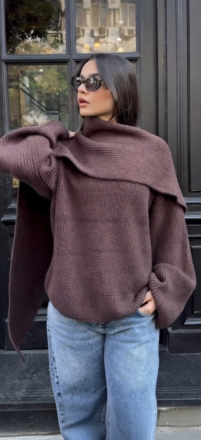 Zezil Cozy Scarf Knit Sweater