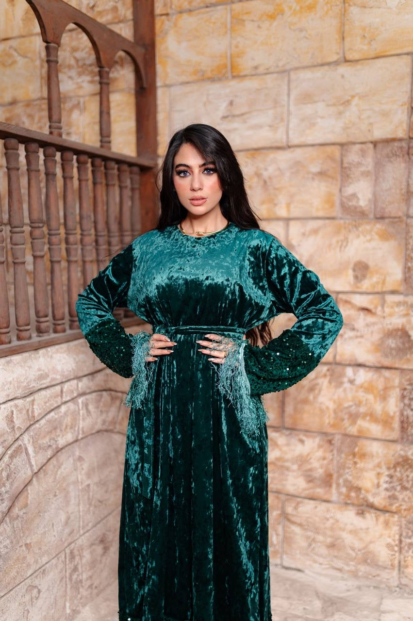 Velvet Sequin Fringe Dress