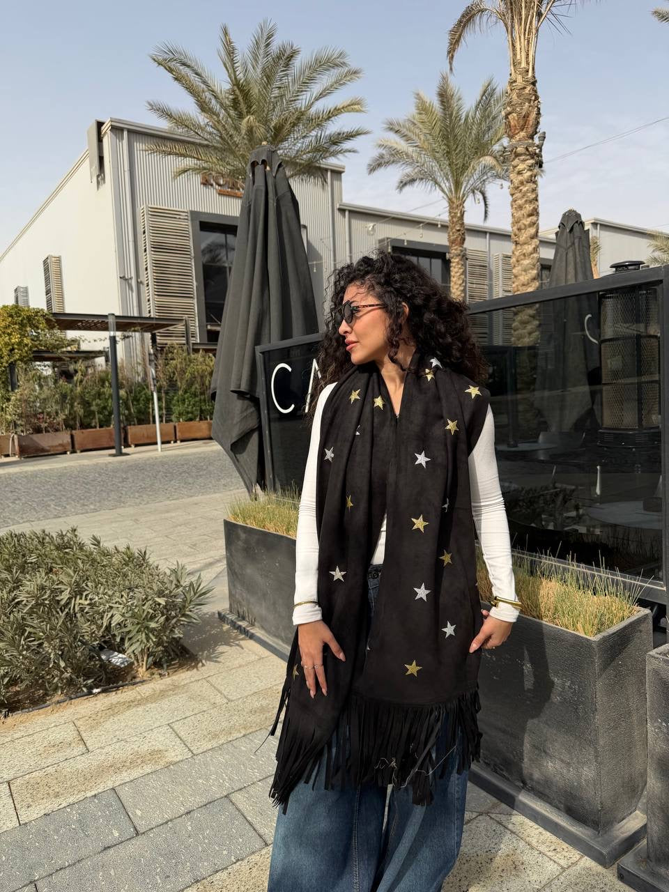 Suede Star Fringe Shawl✨