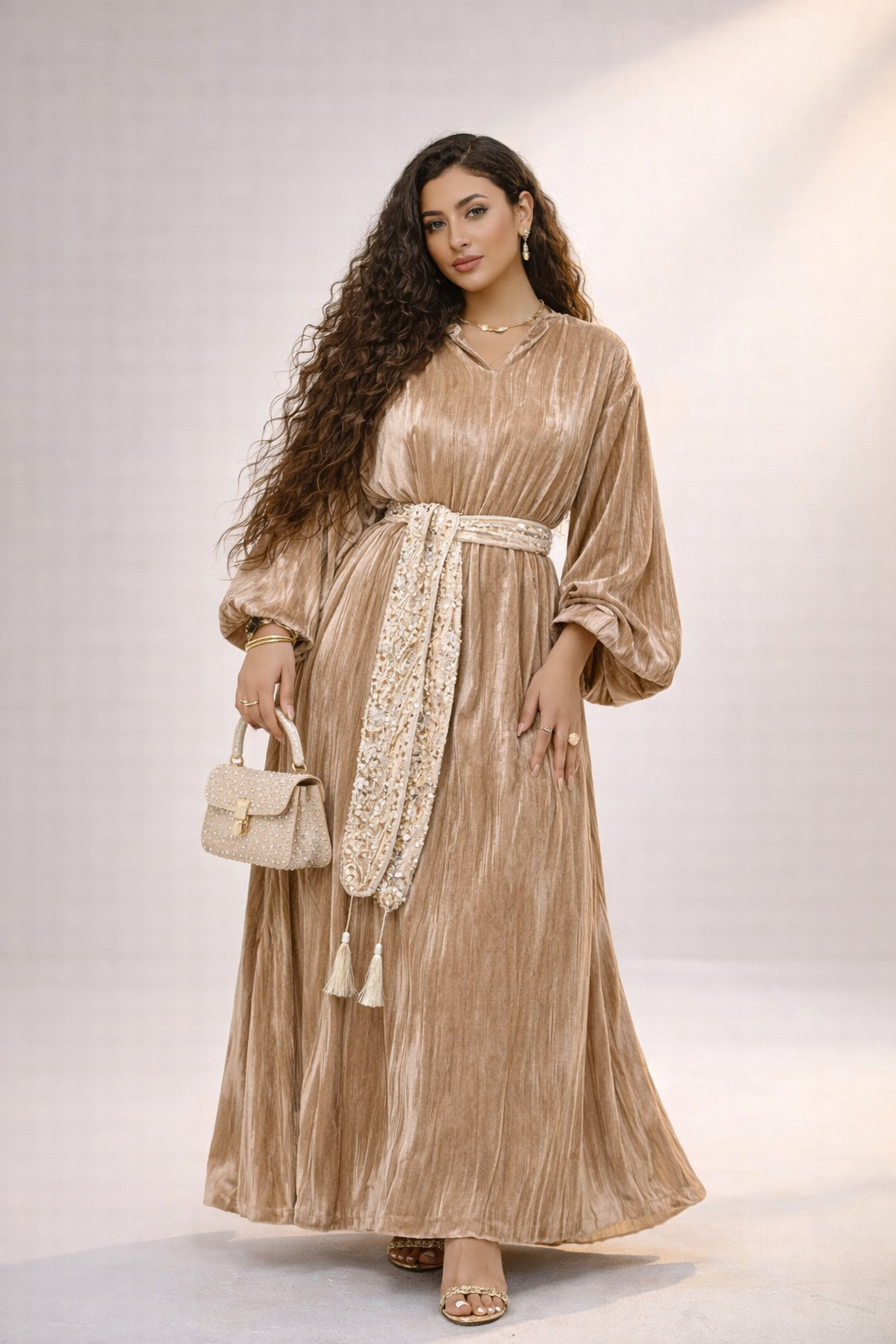 Velvet Glow Belted Abaya ✨