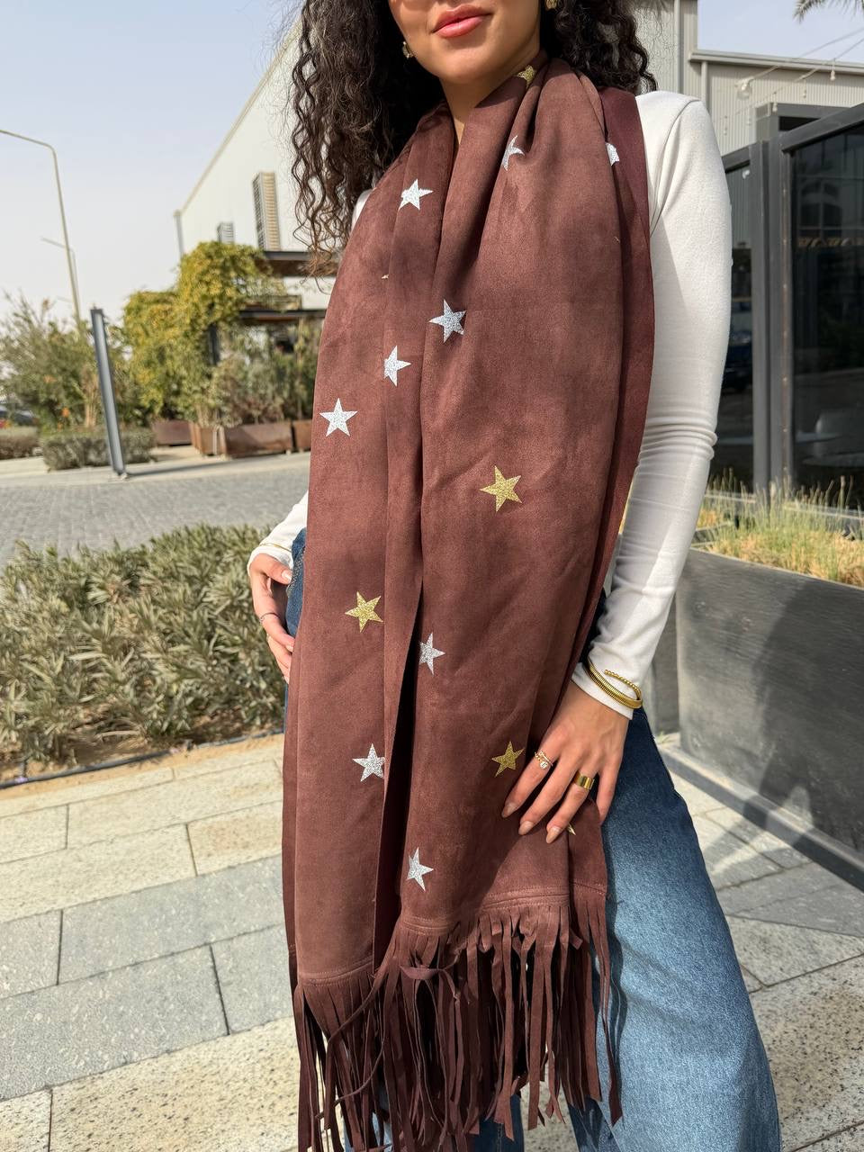 Suede Star Fringe Shawl✨