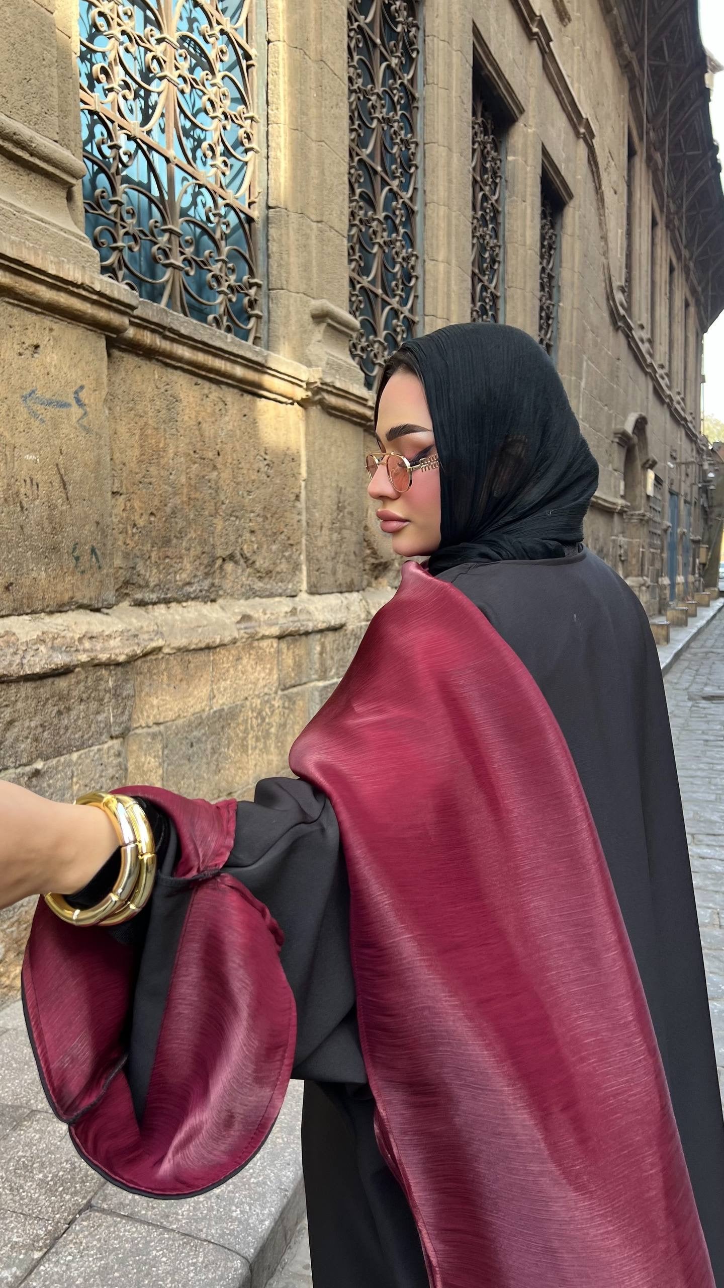 Velora Burgundy Cardigan Abaya