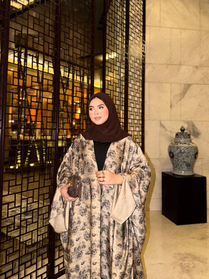 ✨ Printed Satin Silk Abaya
