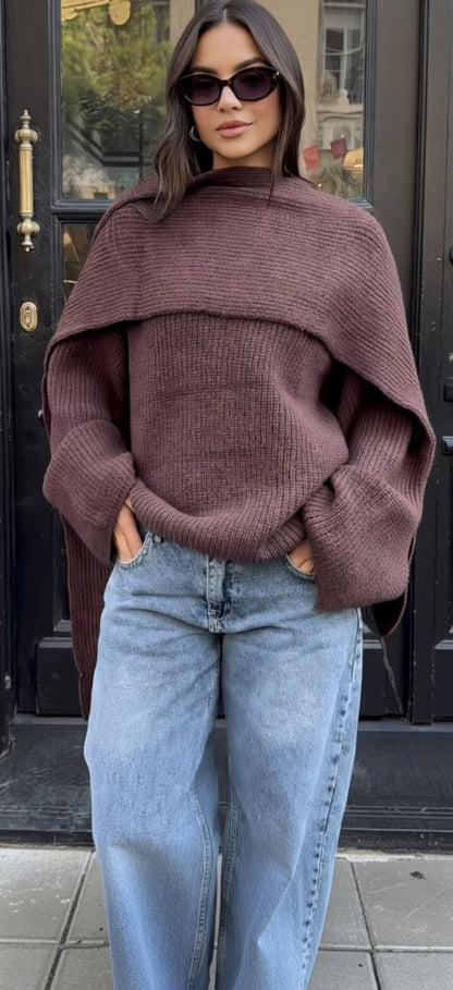 Zezil Cozy Scarf Knit Sweater