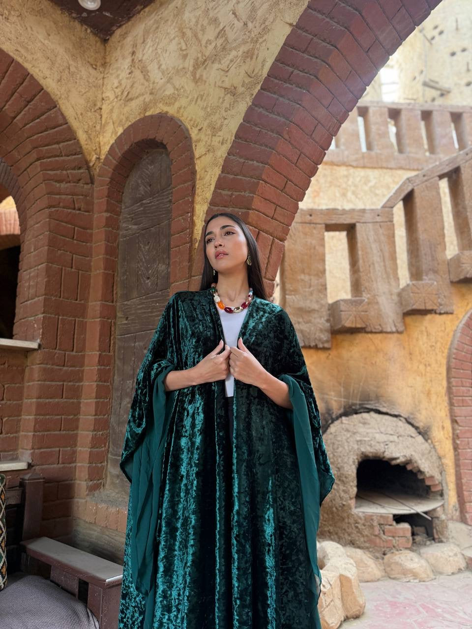 Emerald Velvet Flow Cape 💚