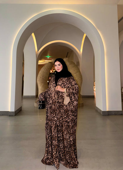Leopard Satin Silk Abaya🐆