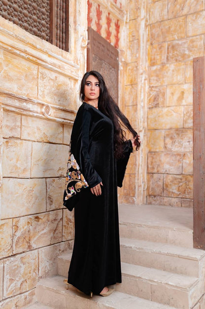 Handmade Embroidered Velvet Abaya