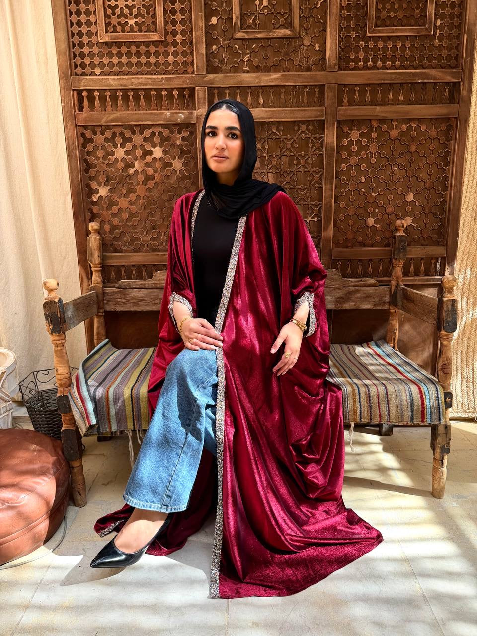 Velvet Luxe Open Abaya ✨