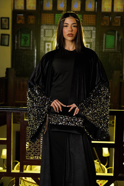 ✨ Velvet Sequin Cardigan Set