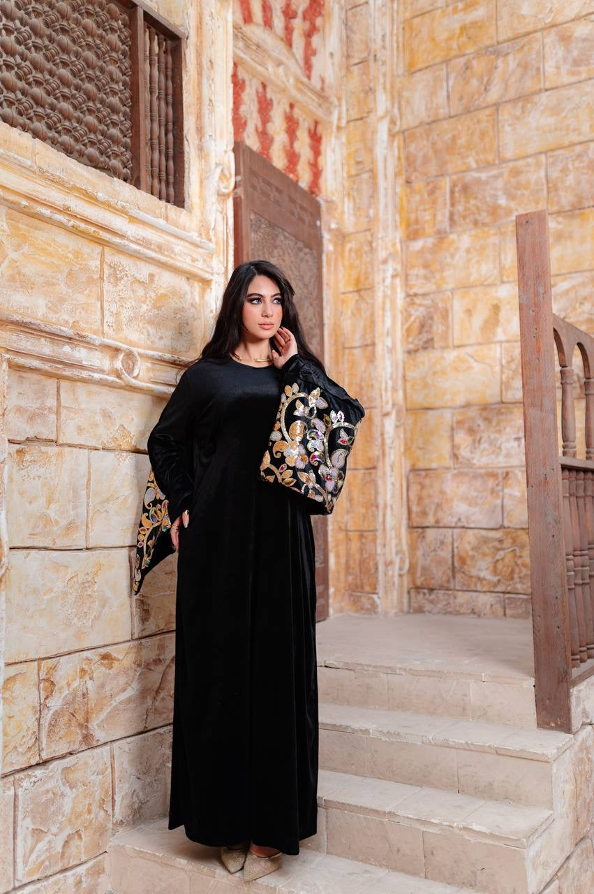 Handmade Embroidered Velvet Abaya
