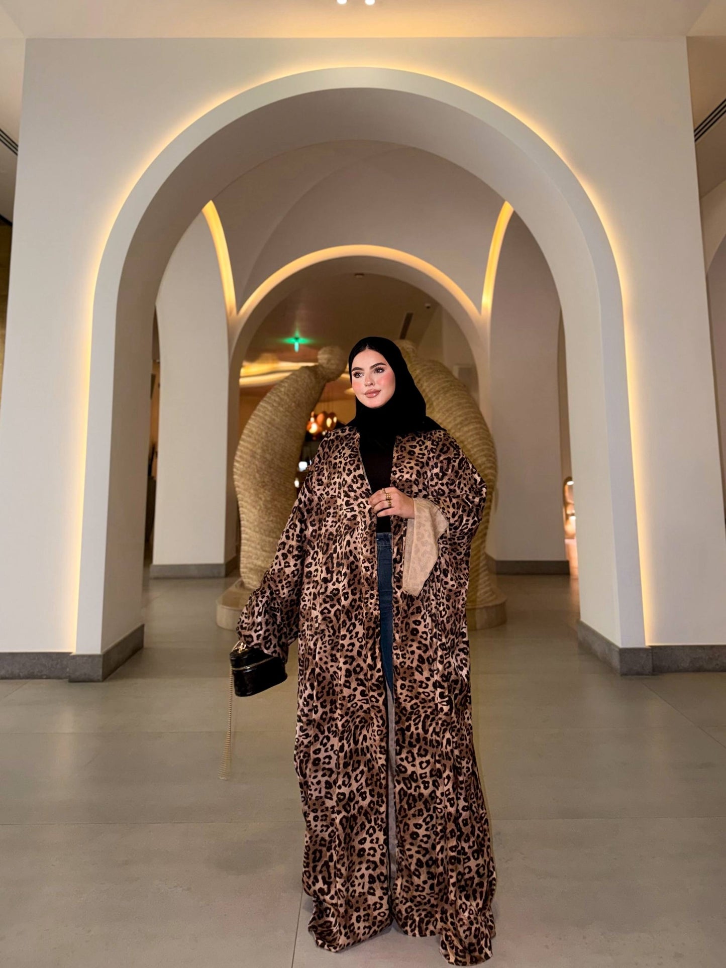 Leopard Satin Silk Abaya🐆