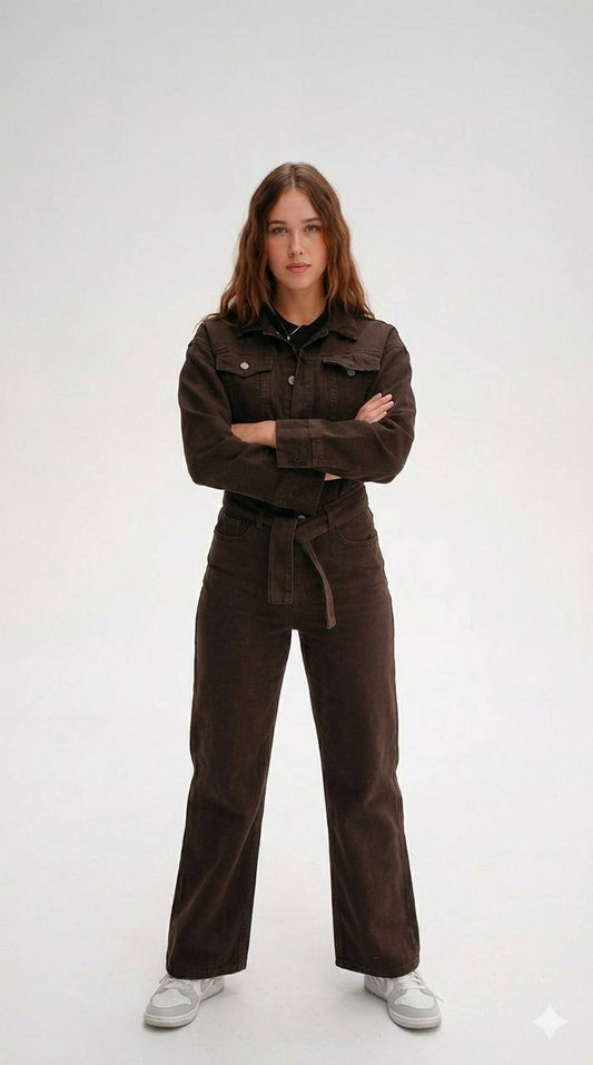 Jeans Jumpsuit — Chocolate Brown 🤎