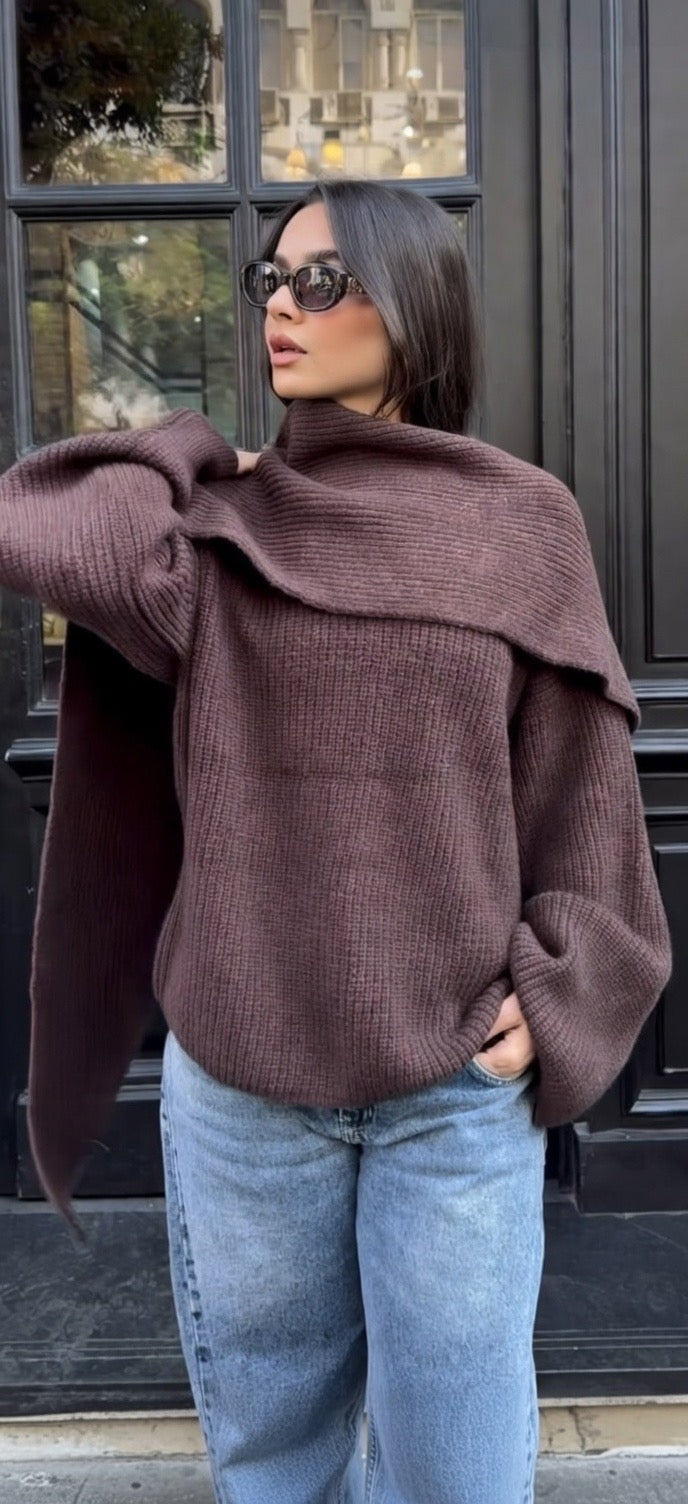 Zezil Cozy Scarf Knit Sweater