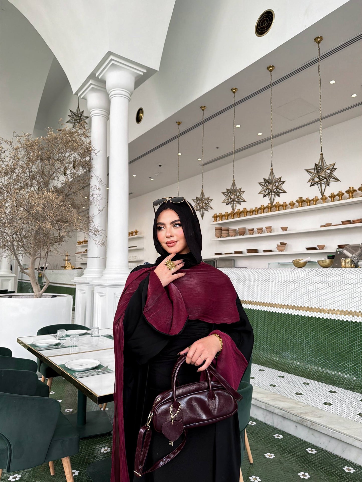 Velora Burgundy Cardigan Abaya