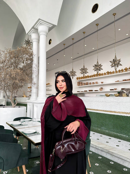 Velora Burgundy Cardigan Abaya