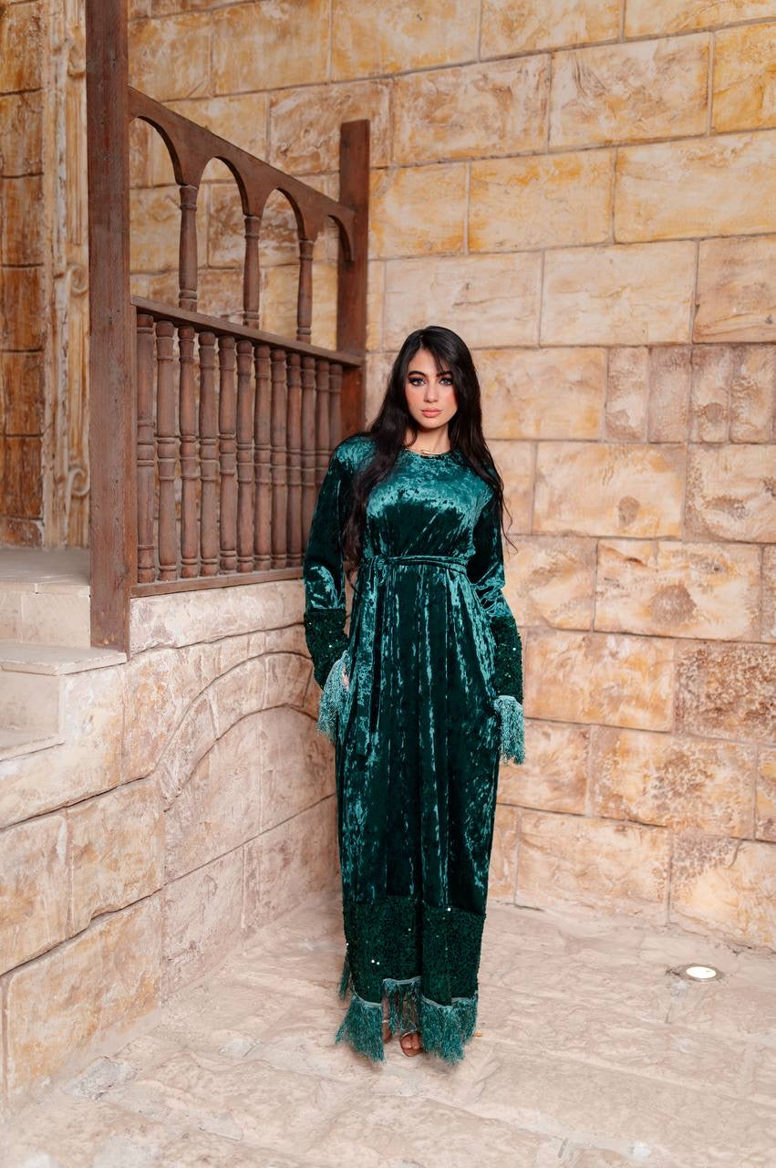 Velvet Sequin Fringe Dress