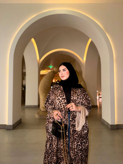 Leopard Satin Silk Abaya🐆