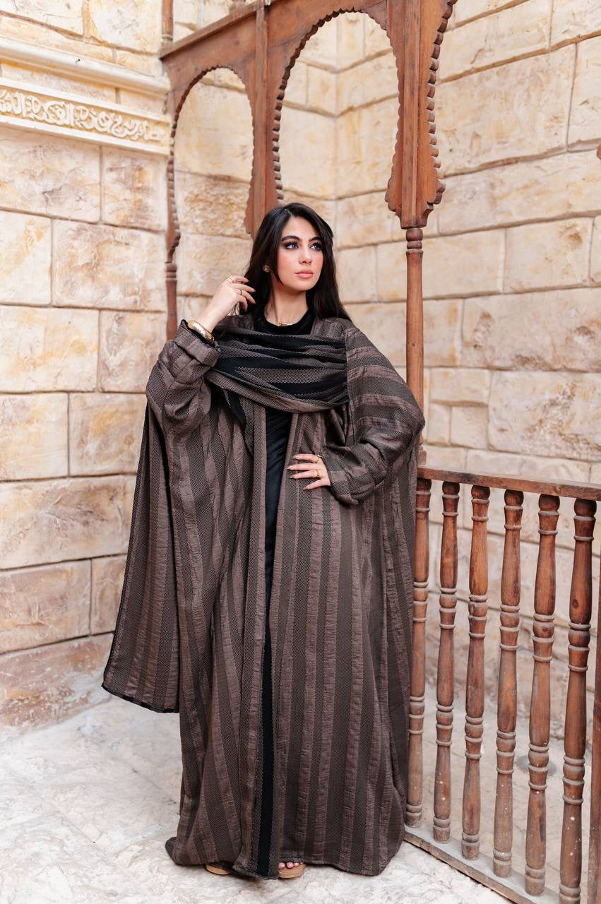 Striped Draped Abaya