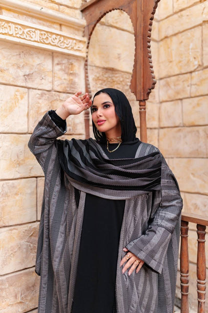 Striped Draped Abaya