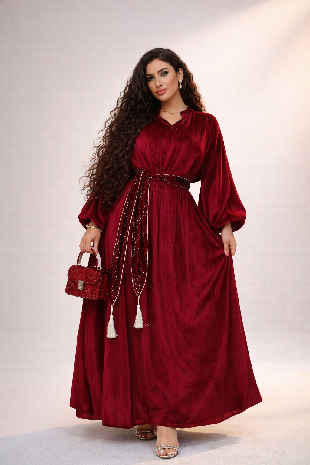 Velvet Glow Belted Abaya ✨