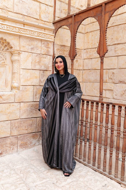 Striped Draped Abaya