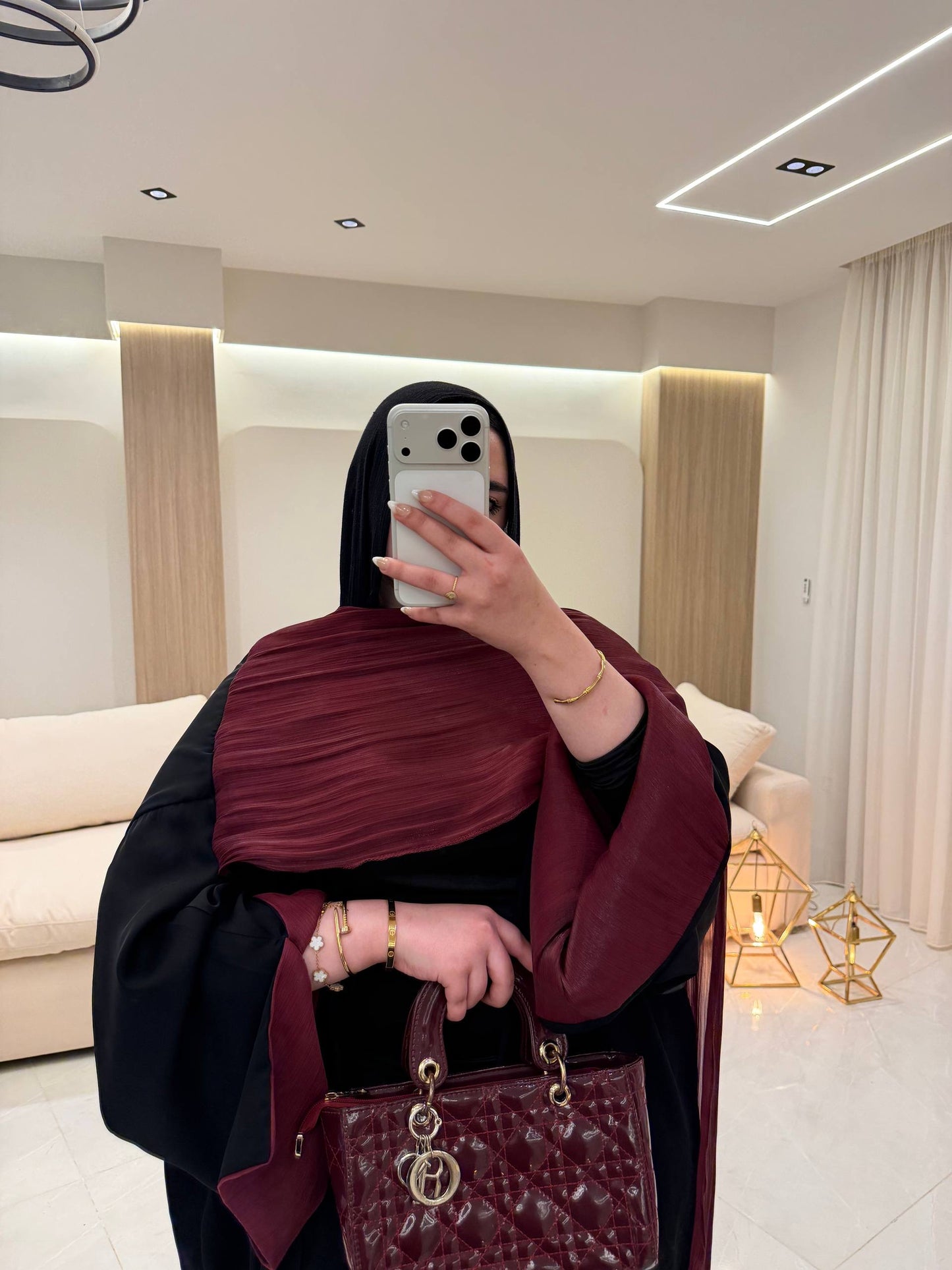 Velora Burgundy Cardigan Abaya