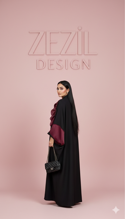 Velora Burgundy Cardigan Abaya
