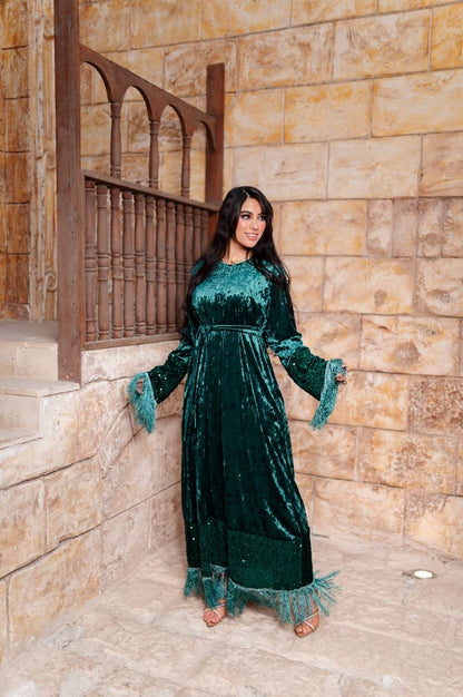 Velvet Sequin Fringe Dress