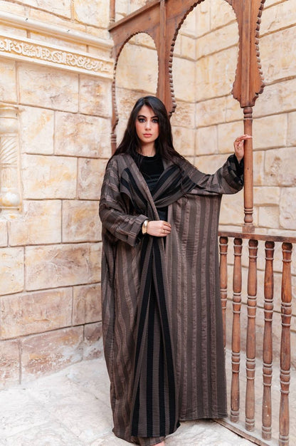 Striped Draped Abaya