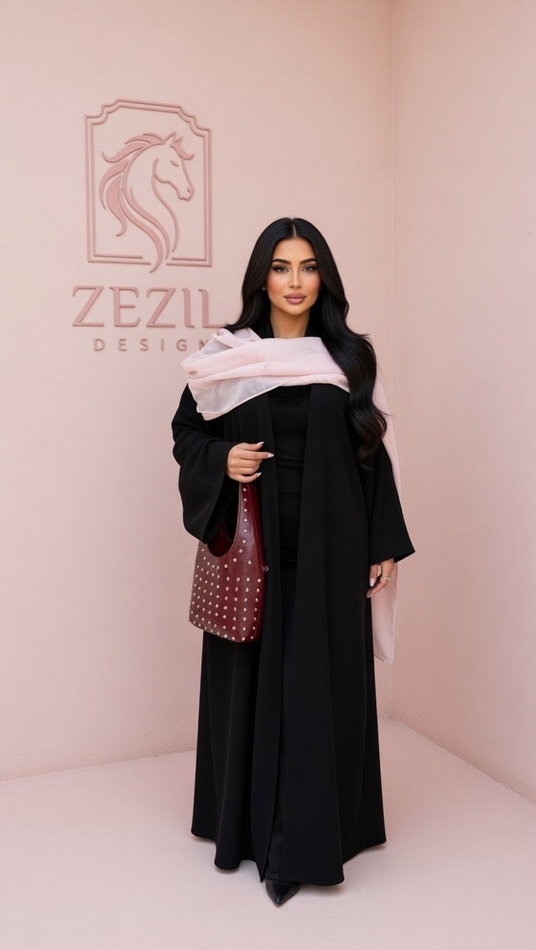 Noir Blush Elegance Abaya🖤🌸