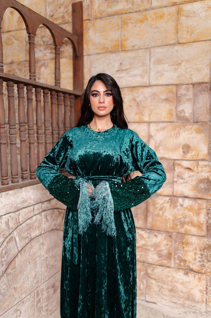 Velvet Sequin Fringe Dress