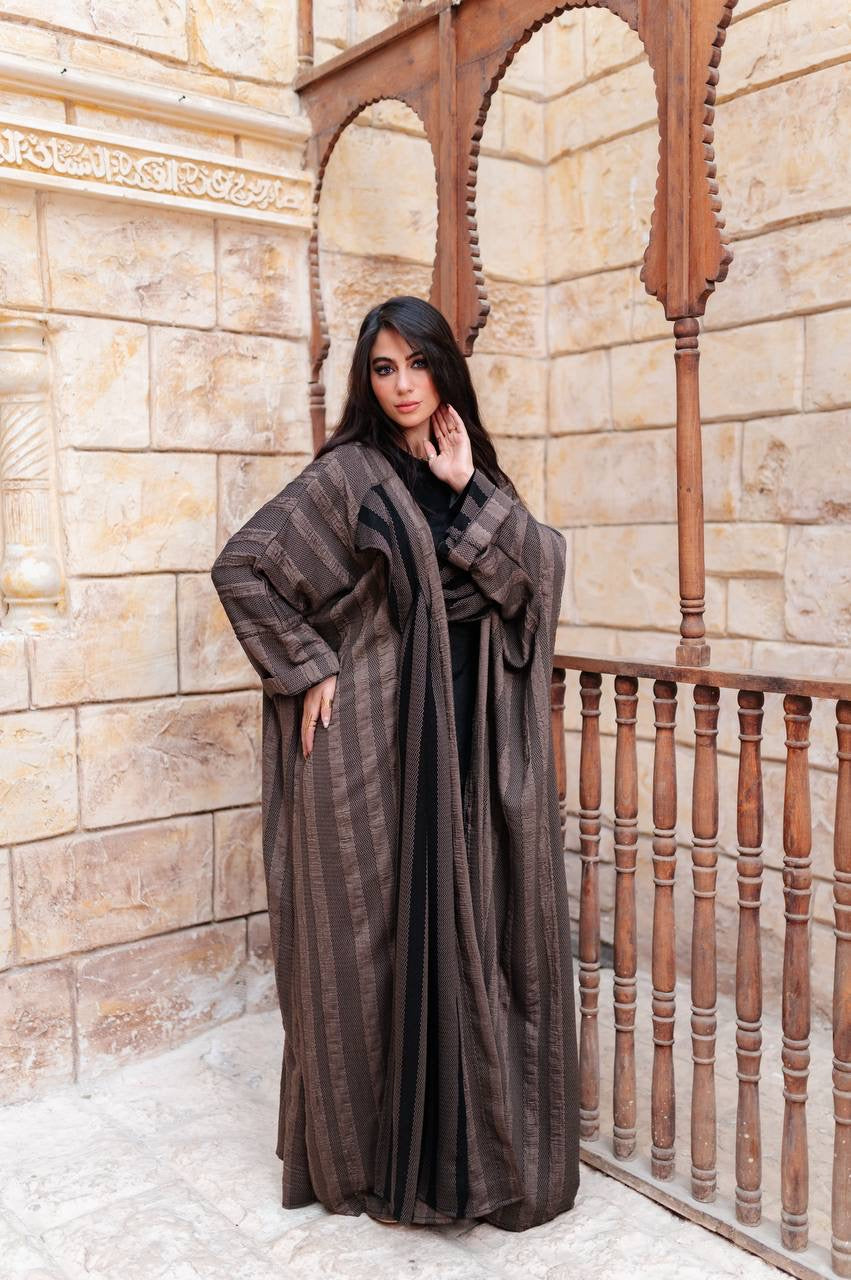 Striped Draped Abaya