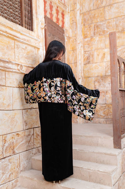 Handmade Embroidered Velvet Abaya