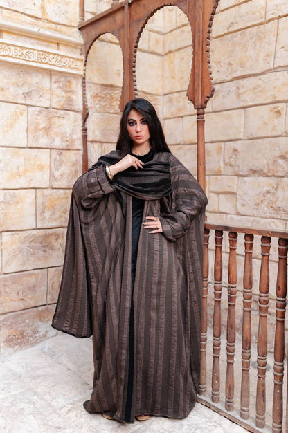 Striped Draped Abaya