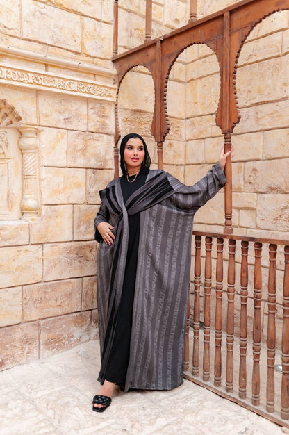 Striped Draped Abaya