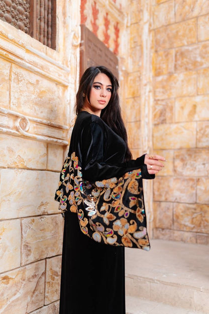 Handmade Embroidered Velvet Abaya
