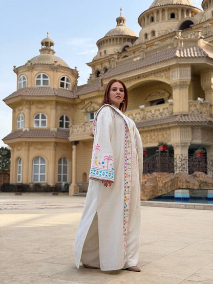 Zezil Hand-Embroidered Linen Kaftan