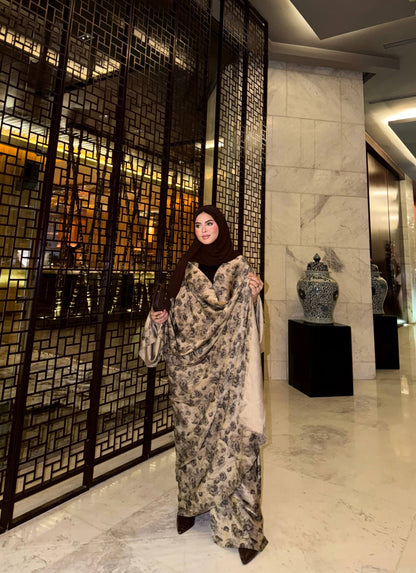 ✨ Printed Satin Silk Abaya