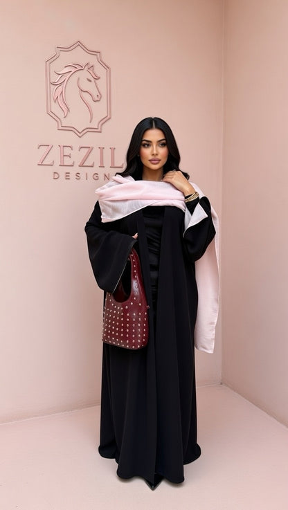 Noir Blush Elegance Abaya🖤🌸