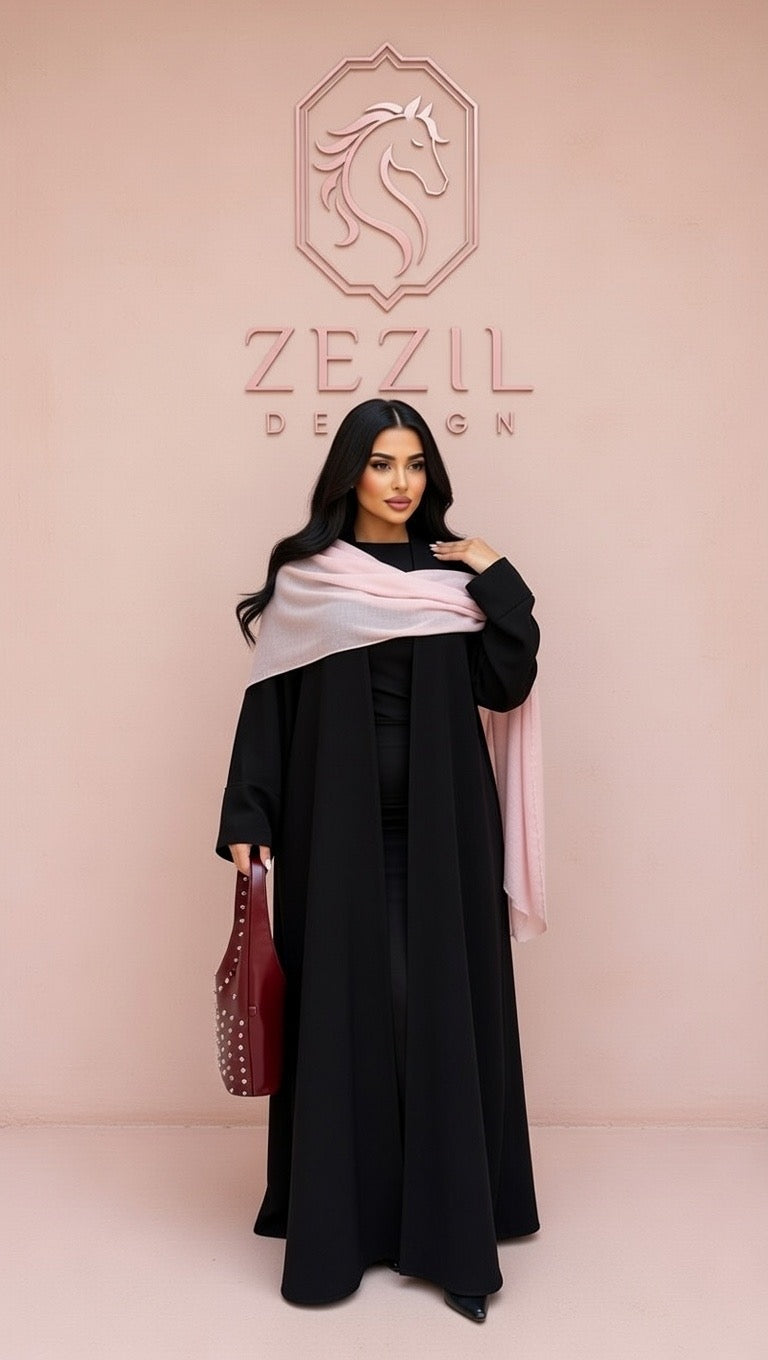 Noir Blush Elegance Abaya🖤🌸