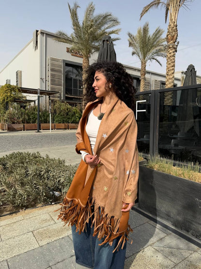 Suede Star Fringe Shawl✨
